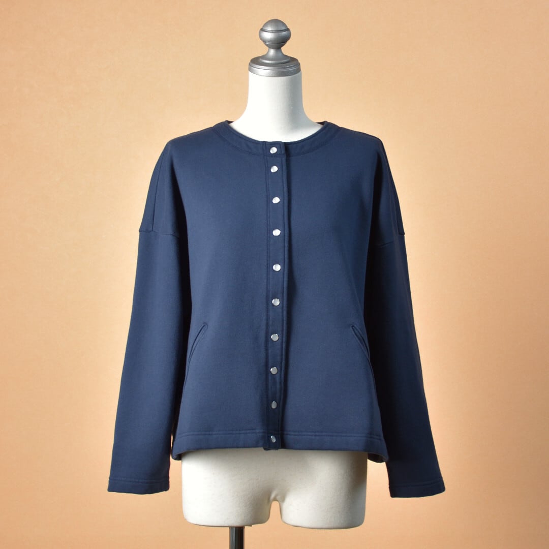 Fabrique en planete terre ファブリケアンプラネテール 裏毛オーバーサイズスナップカーディガン・ネイビー【送料無料】