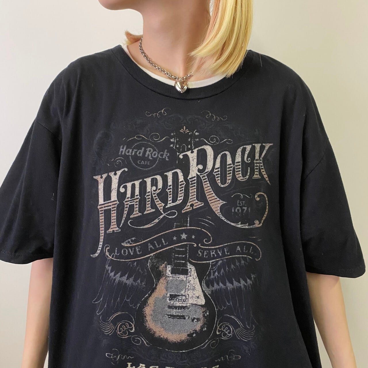 HARD ROCK CAFE ハードロックカフェ 半袖 ギター アロハシャツ 黒