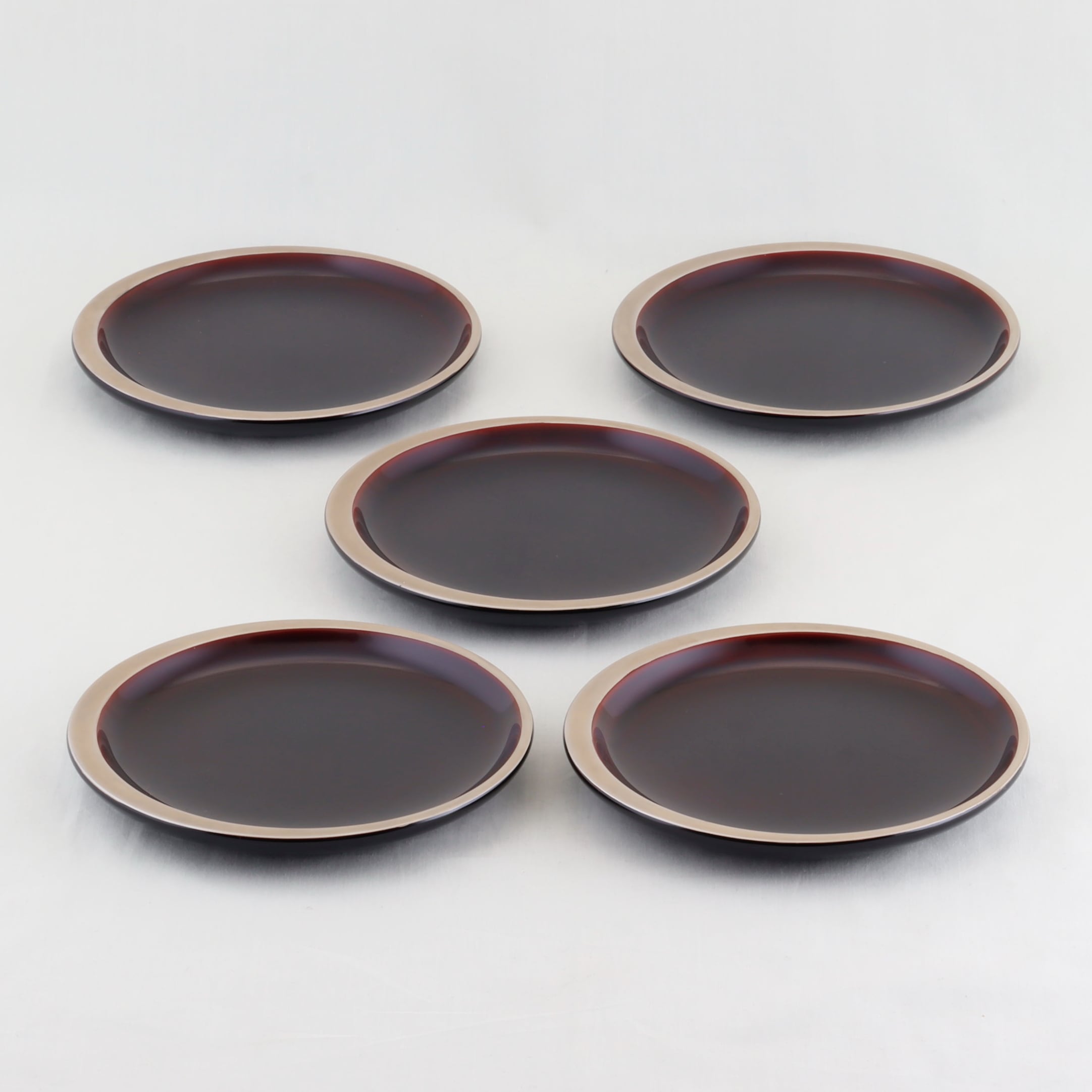 1512 輪島塗 銘々皿/日月形/溜塗/銀縁蒔絵/五枚組 | 輪島塗 加藤 1512 輪島塗 銘々皿/日月形/溜塗/銀縁蒔絵/五枚組 | 輪島塗 加藤