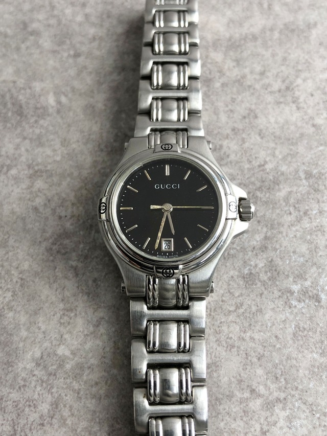 GUCCI グッチ 腕時計 シルバー×ブラック ステンレススチール 9040L クォーツ vintage ヴィンテージ オールド z3cdyu