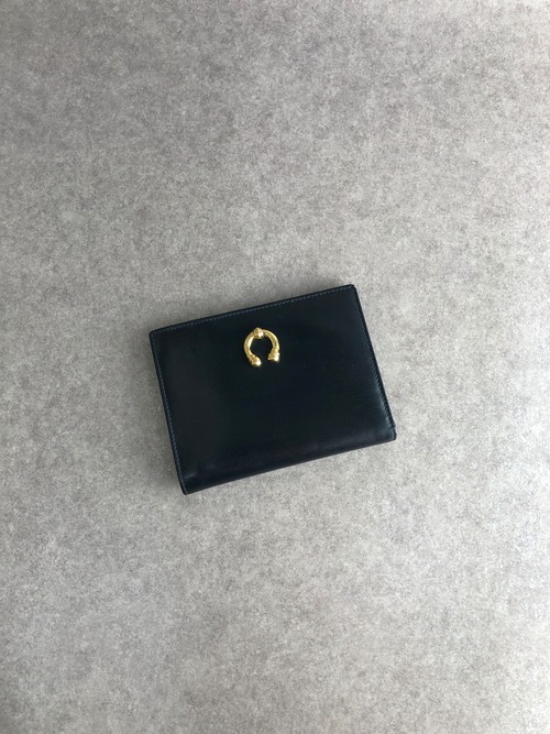 GUCCI グッチ 財布 ダークネイビー ホースシュー レザー ２つ折り vintage ヴィンテージ オールド cvie2b