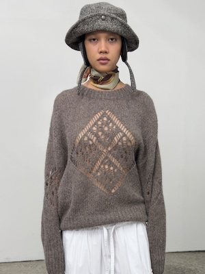 【25AW】OPEN YY オープン ワイワイ / ALPACA ARGYLE POINTELLE PULLOVER / プルオーバー