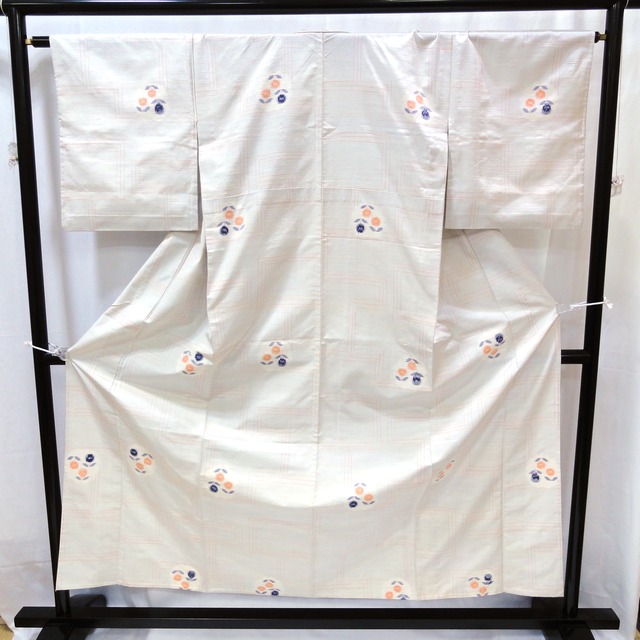 着物・紬・単衣・花・No.200701-0117・梱包サイズ80