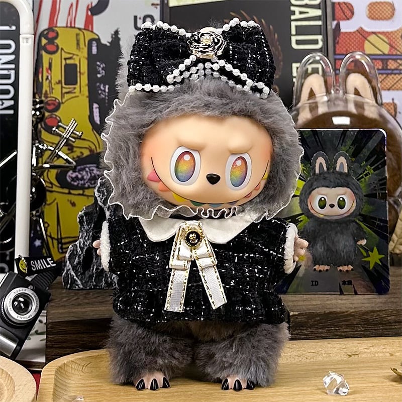 シンプル甘め!labubu ラブブ 17cm お嬢様系 3色展開 着せ替え服 セット 上品カジュアル デイリー使いできる 甘めシンプル