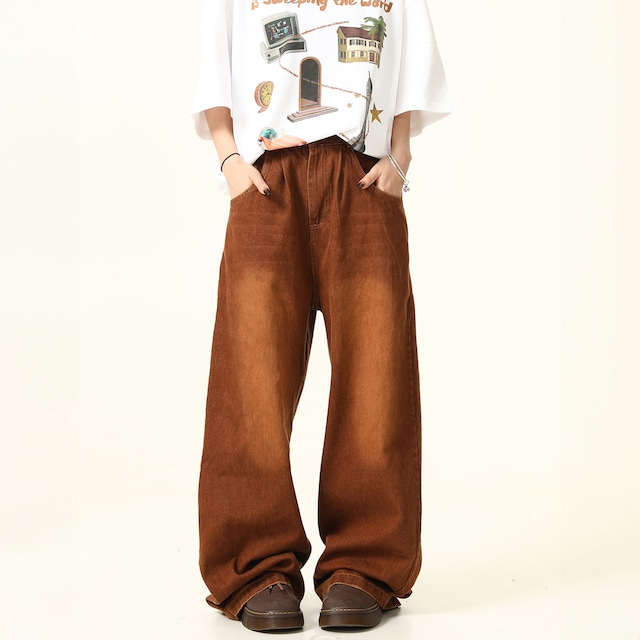 フェードボリュームストレートデニムパンツ 2col R00632