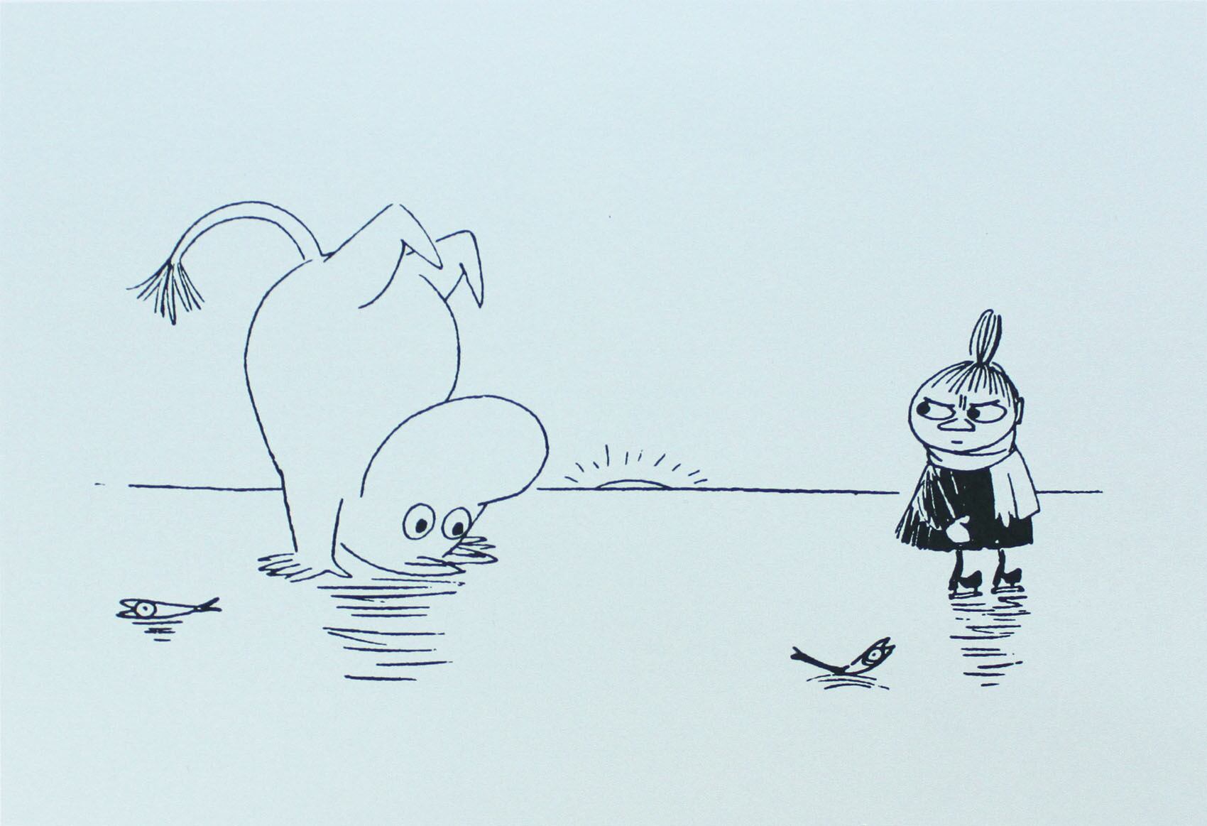 ムーミン 北欧 Postery「氷上のムーミンとリトルミイ」送料無料 フレーム 展示用フック付アートポスター 絵画 インテリア アート