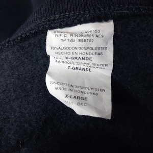 Hanes　プレミアム　クルーネック　スウェット　極太アーム　無地　黒　XL