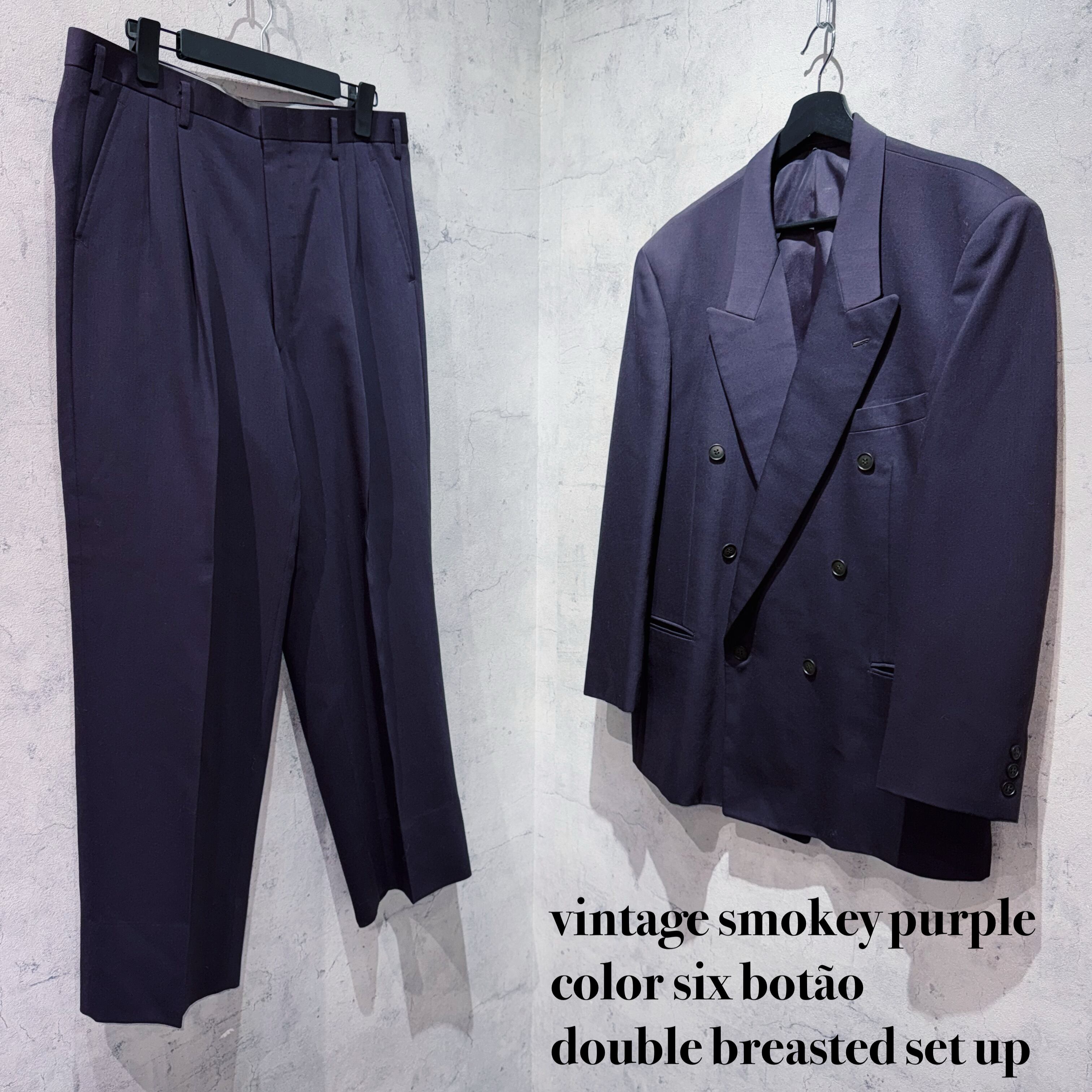 vintage smokey purple color six botão double breasted set up