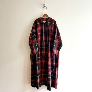 C71320【Elle】Cotton Tartan Check Round Collar Dress