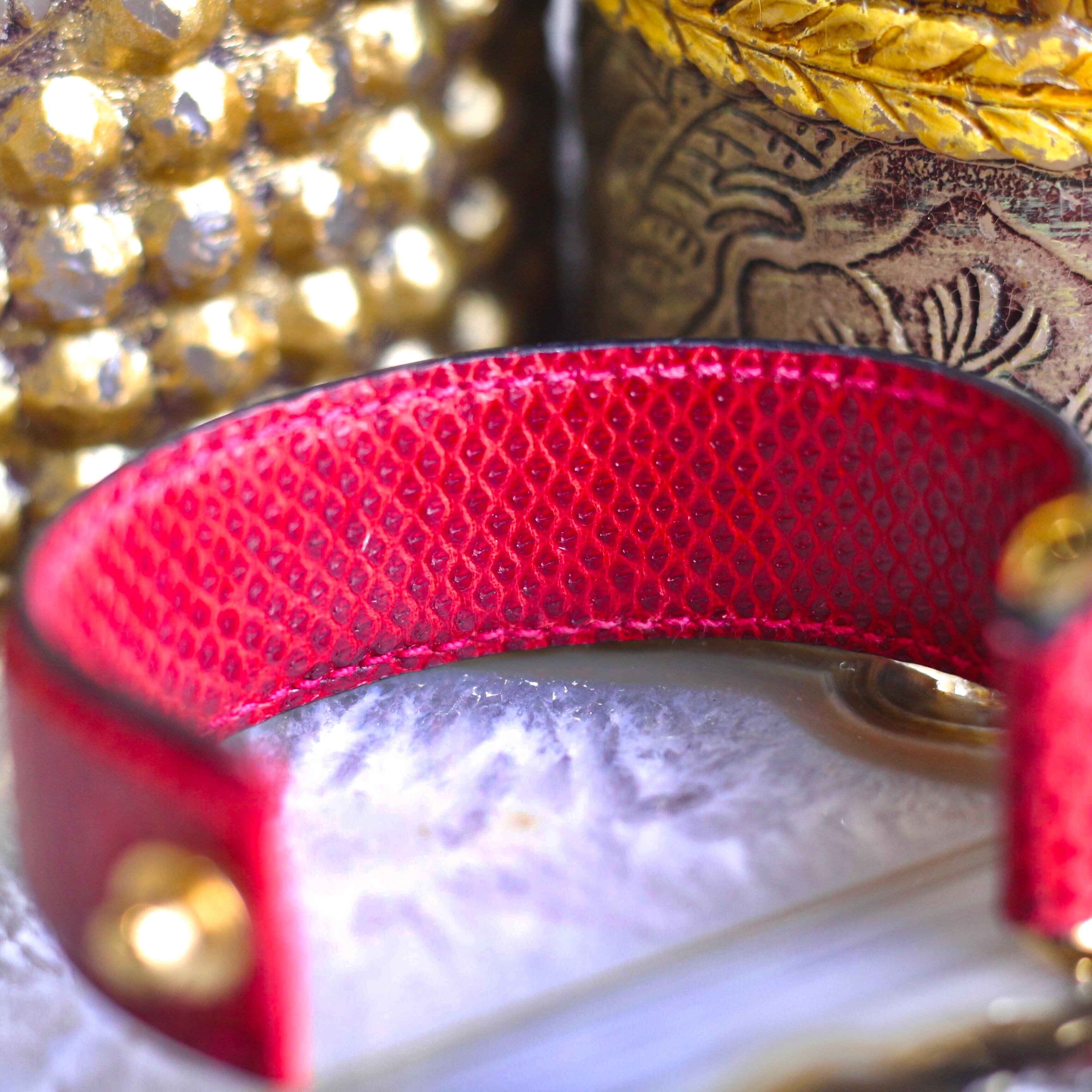 GUCCI HORSE BIT DESIGN METAL LEATHER BANGLE/グッチホースビット