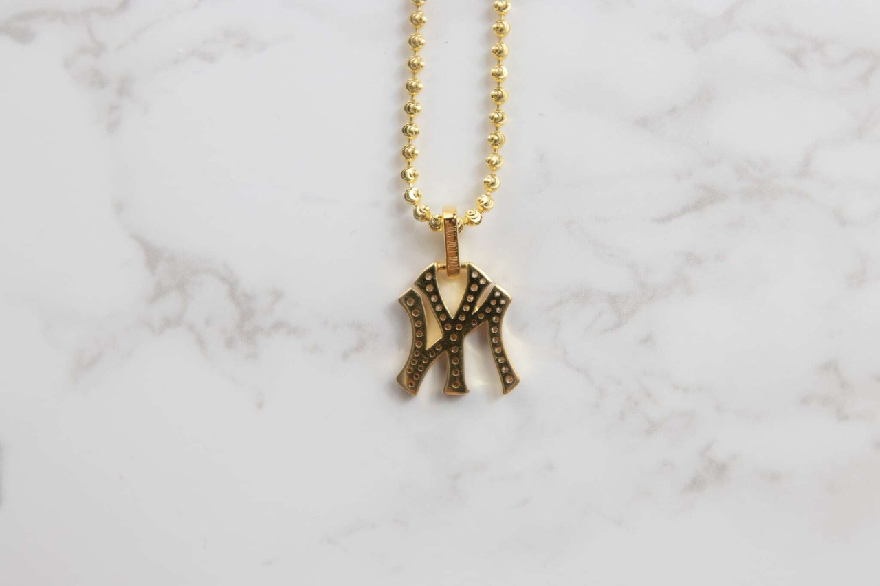 NY Yankees Medium Iced Out Pendant Necklace