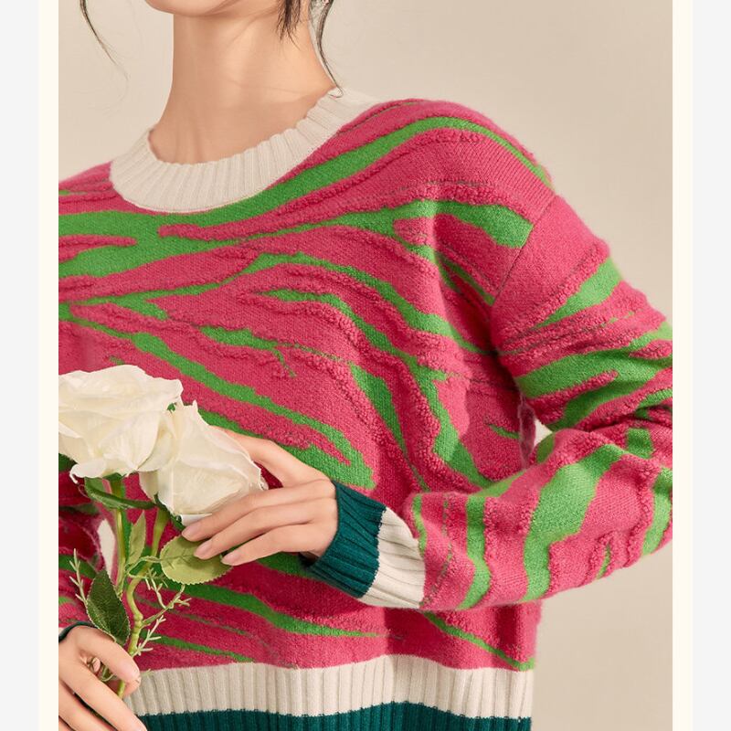 Pink & Green Zebra Knit S0128