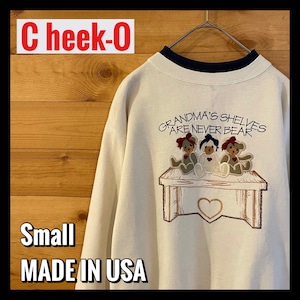 【Cheek-O】90s USA製 スウェット トレーナー クマ 刺繍プリント レディースS アメリカ古着