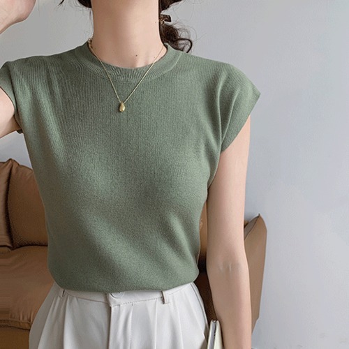 サマーニット 半袖 トップス レディース ミディアム丈 クルーネック 半袖 フレンチ袖カットソー フレンチスリーブ 伸縮性 通勤 カジュアル 夏 レディース トップス フィット きれいめ 薄手 無地