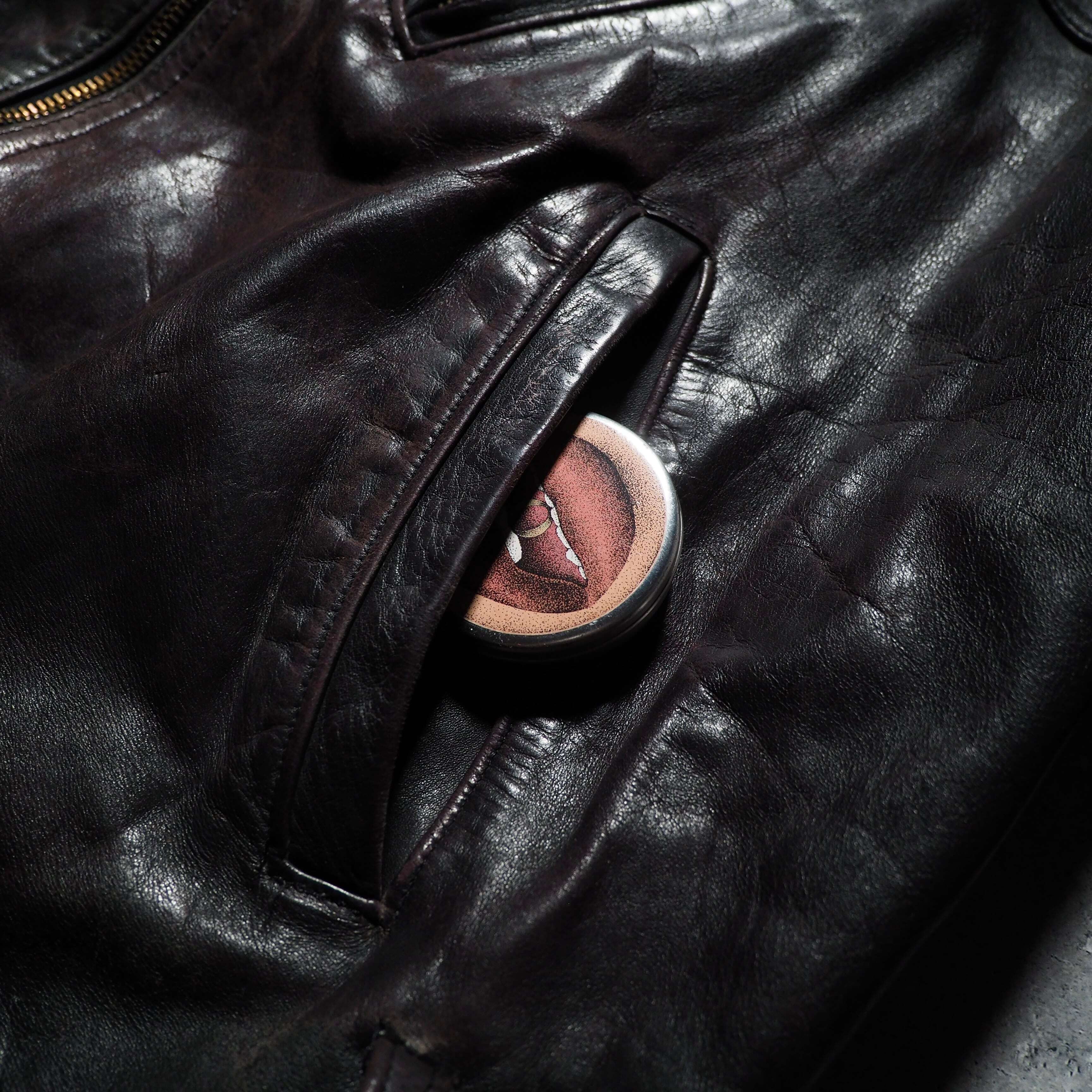 " Unknown - Handmade " Beautiful Aging Special Vintage Leather Jacket