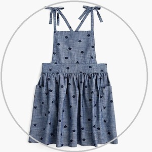 【ジェイクルー】女の子の刺繍入りシャンブレーpinaforeドレス