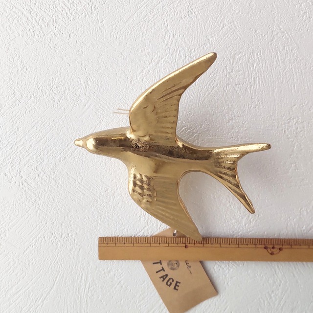 鳥の壁掛けオブジェ ウォールデコレーションバードS 12cmサイズ ゴールド