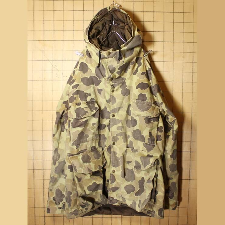 ビッグサイズ 80s USA製 Cabela's ダックハンターカモ マウンテンパーカー GORE-TEX ハンティング 2XL相当 カーキ グリーン  アウトドア古着　010621aw6