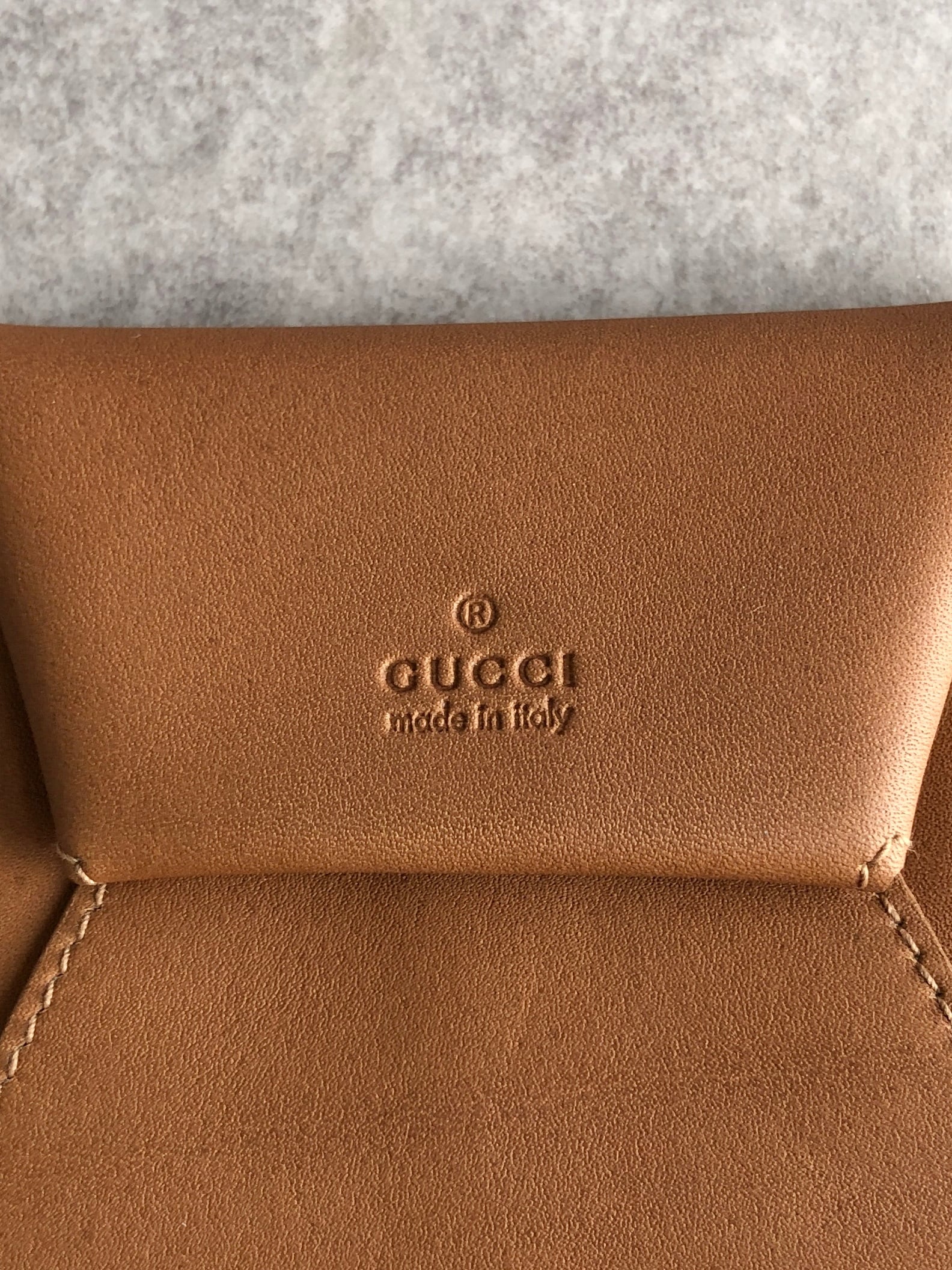 GUCCI グッチ 財布 ブラウン 型押しロゴ レザー コインケース vintage