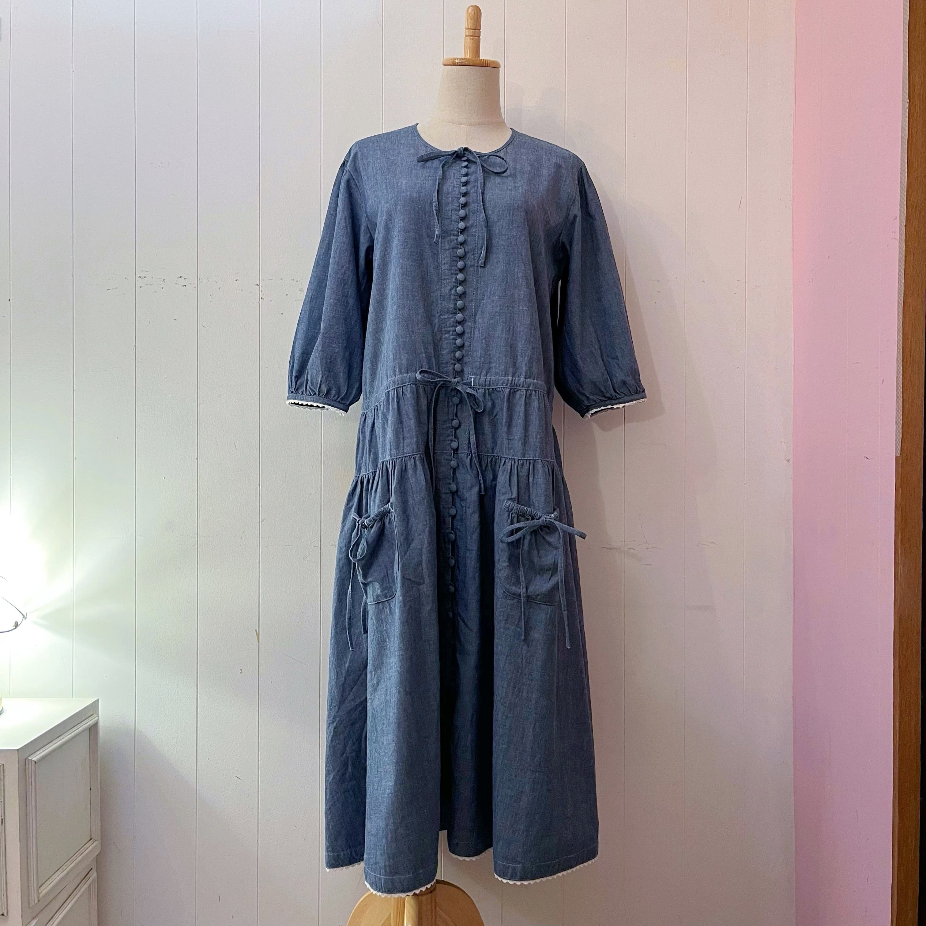 PINKHOUSE / dungaree ribbon gather one-piece