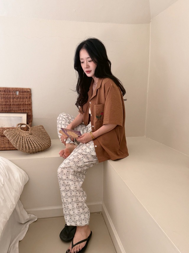 《予約》ojo de papa ¨ adult) strawberry open-collar shirt ... camel ¨ 2nd 26summer