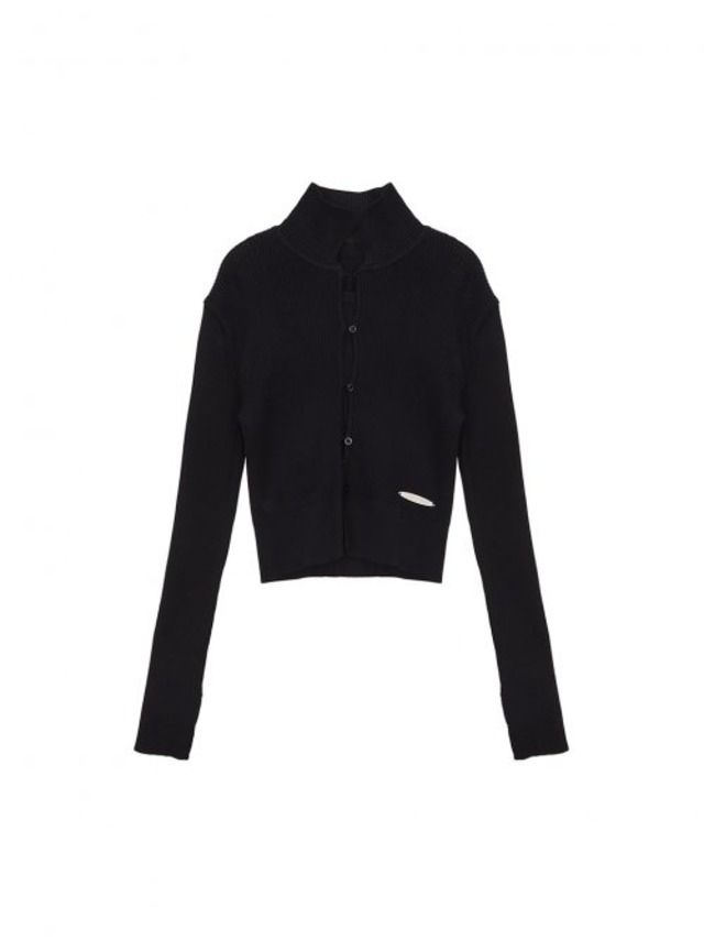 [MATIN KIM] AIRY BUTTON COLLAR CARDIGAN IN BLACK