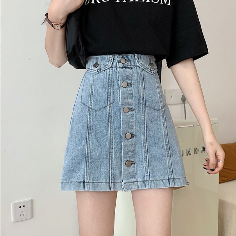 ショートスカート サマースタンダードブラックハイウェストウェストAライン レトロ 夏物 YY-ファッション72808791763