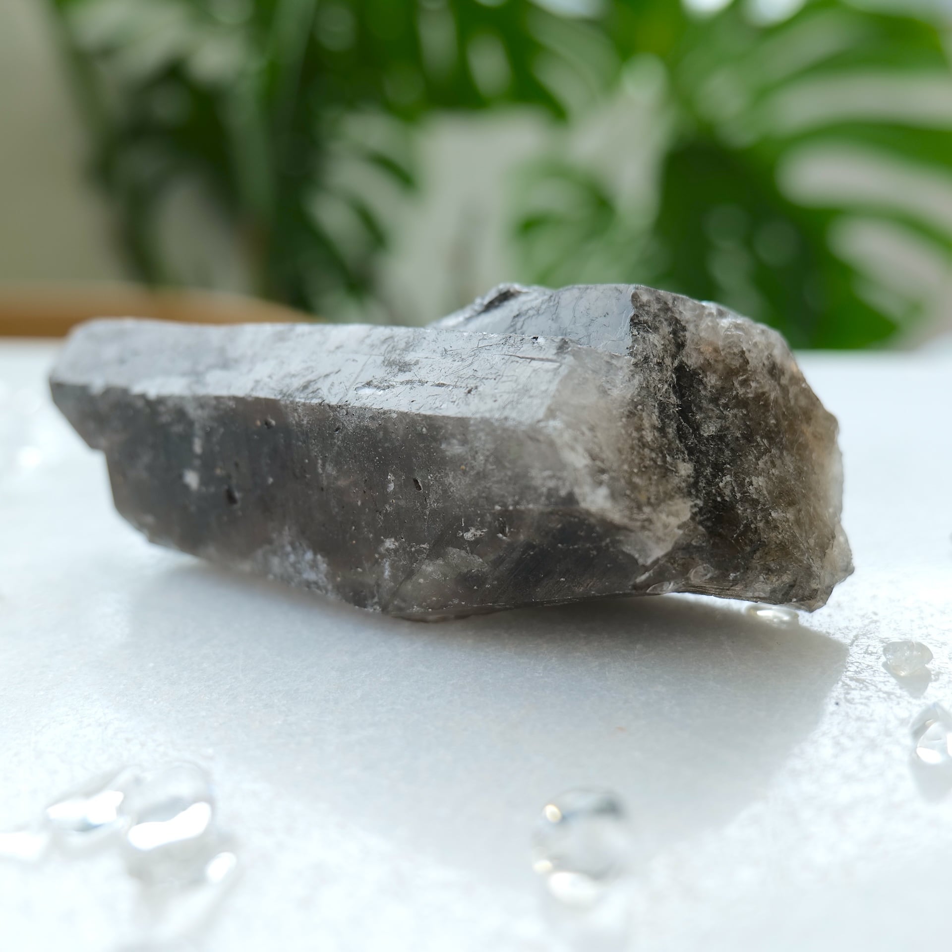 【古代ケルトの聖なる森を思わせる黒の守護石】黒水晶（モリオン）　原石　No.89