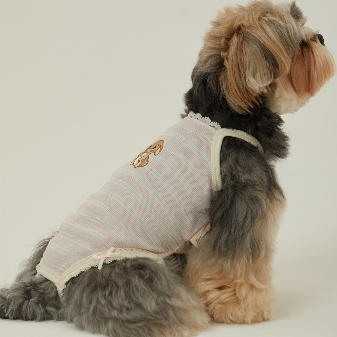 【予約】[ thesallyslaw ] Bunny Romper｜Pink Milk Stripe - 5