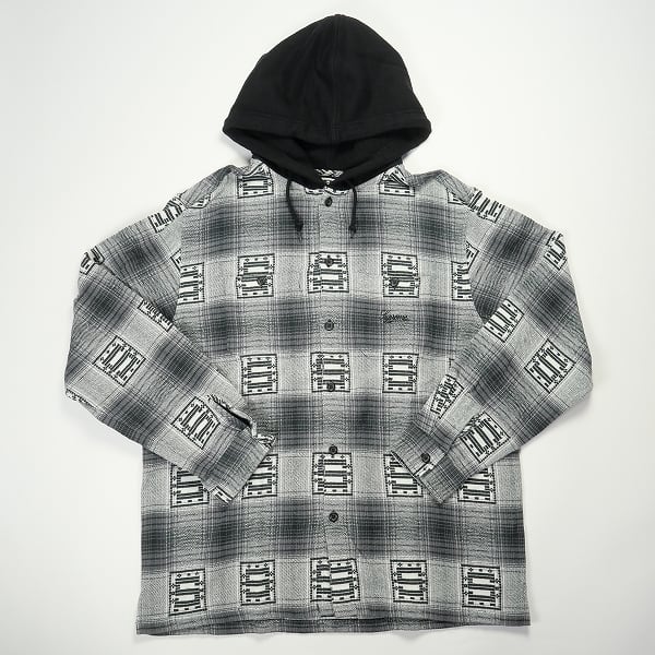 Supreme Hooded Shadow Plaid Shirt 灰黒XL