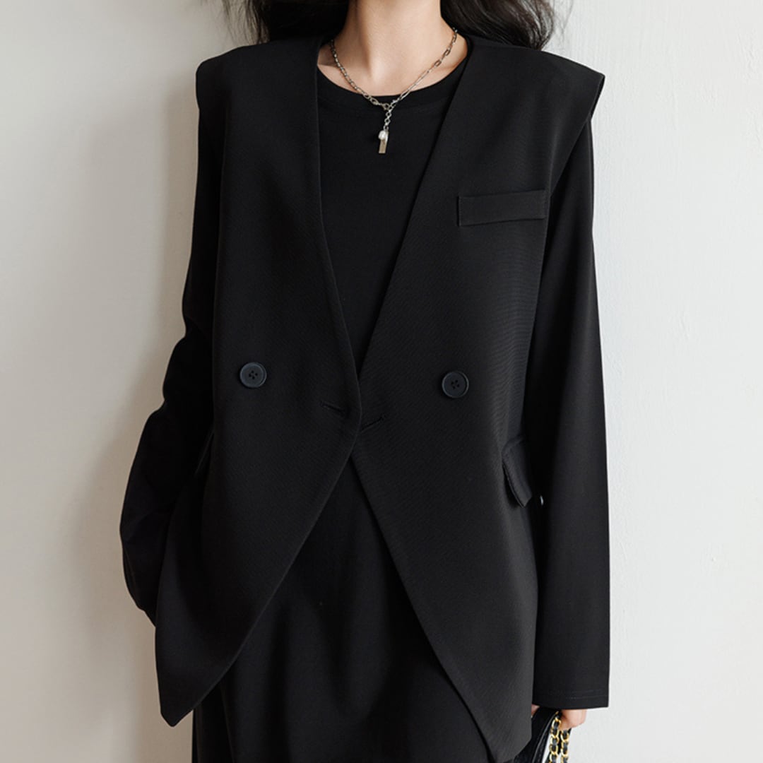 sleeveless black casual high end top vest