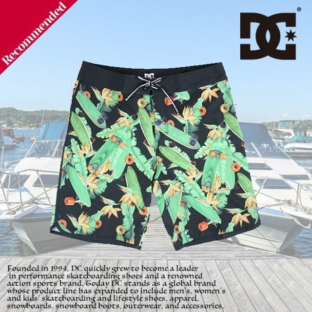 Adybs ディーシー 人気ブランド スイムウェア 水着 パンツ メンズ サーフパンツ 海水パンツ ハーフ丈ボードショーツ 黒 緑 ボタニカル Dc Shoes Beachdays Okinawa
