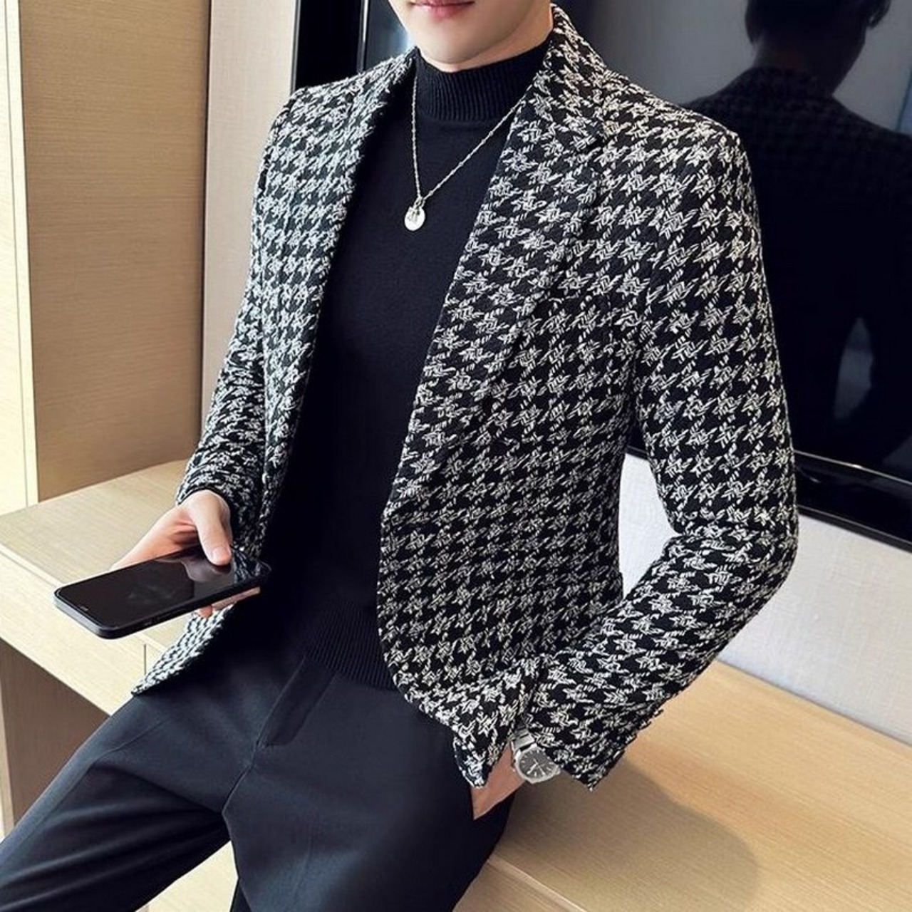 houndstooth suit jacket 00053