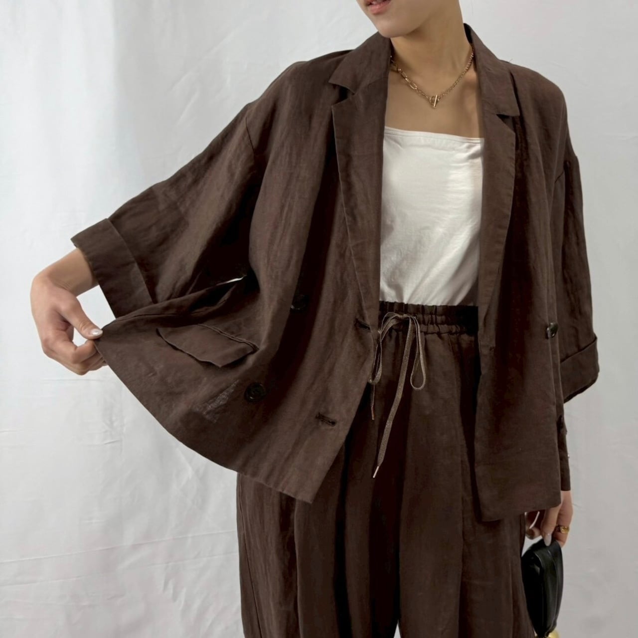 【 cafune; 】FRENCH LINEN short sleeve jacket