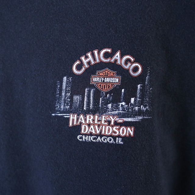 "HARLEY-DAVIDSON" front and back print loose silhouette l/s tee