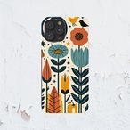受注生産 iPhoneケース 赤い花と植物の民芸柄｜花モチーフ FMSY061C