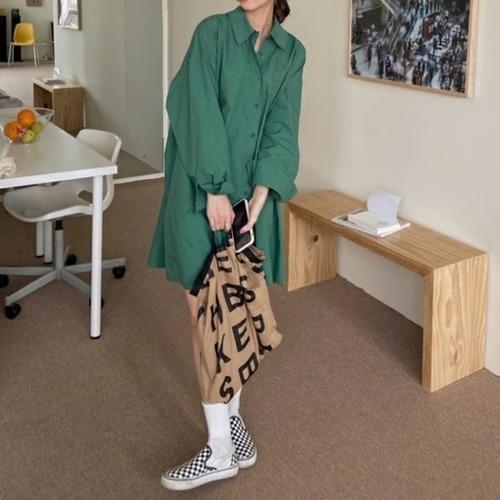 オーバーサイズAラインシャツワンピース    00136