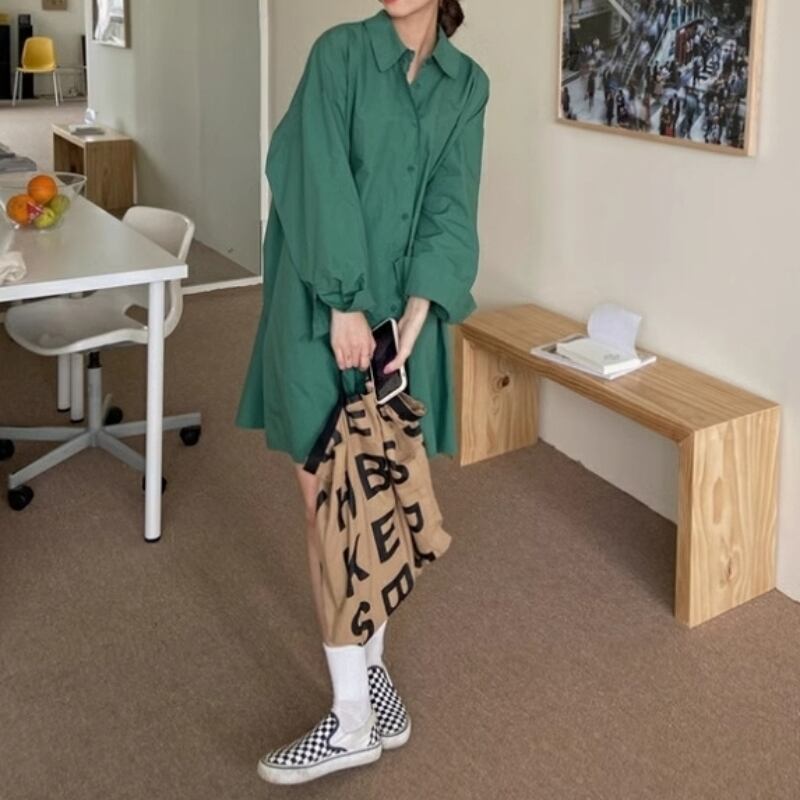 オーバーサイズAラインシャツワンピース 00136