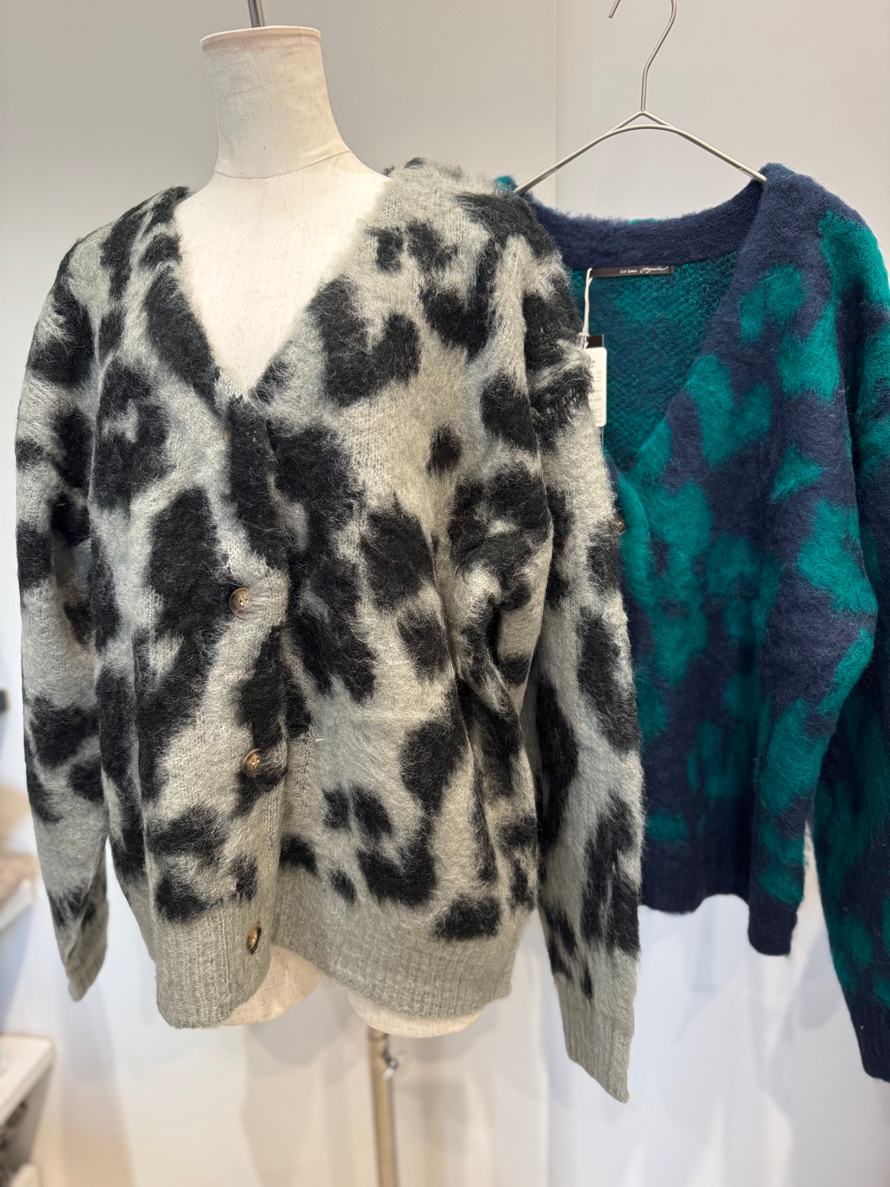 【SELECT】レオパード柄ニットカーディガン