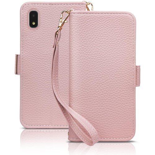 SZJAMIE Galaxy A21 SC-42A ケース 手帳型 かわいい Galaxy A20 SC-02M 手帳型ケース 軽量 可愛い スマホケース ぎゃらくしーa21 SCV46 カバー 人気 耐衝撃 カード収納 財布型 上質な手触り シンプル 全面保護 横置きスタンド機能 ストラップ付き Galaxy A21/A20/SC-02M/SCV46/SC-42A対応 アプリコットピンク 840