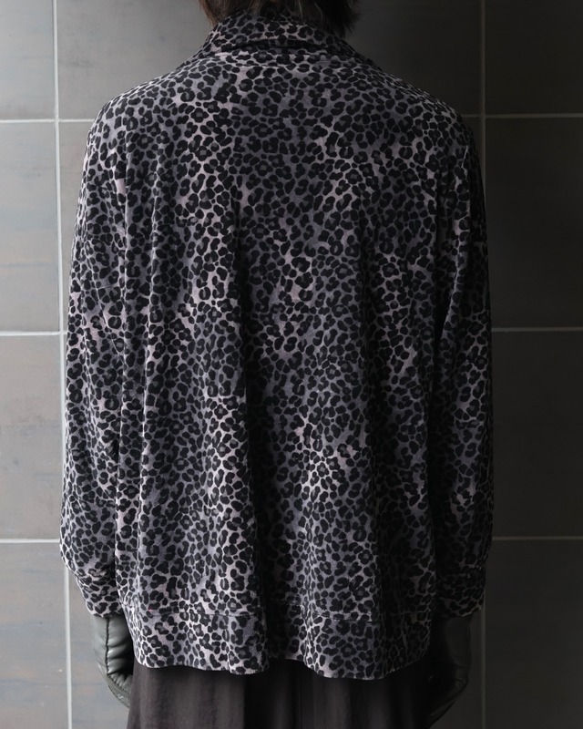 Leopard design velour zip blouson