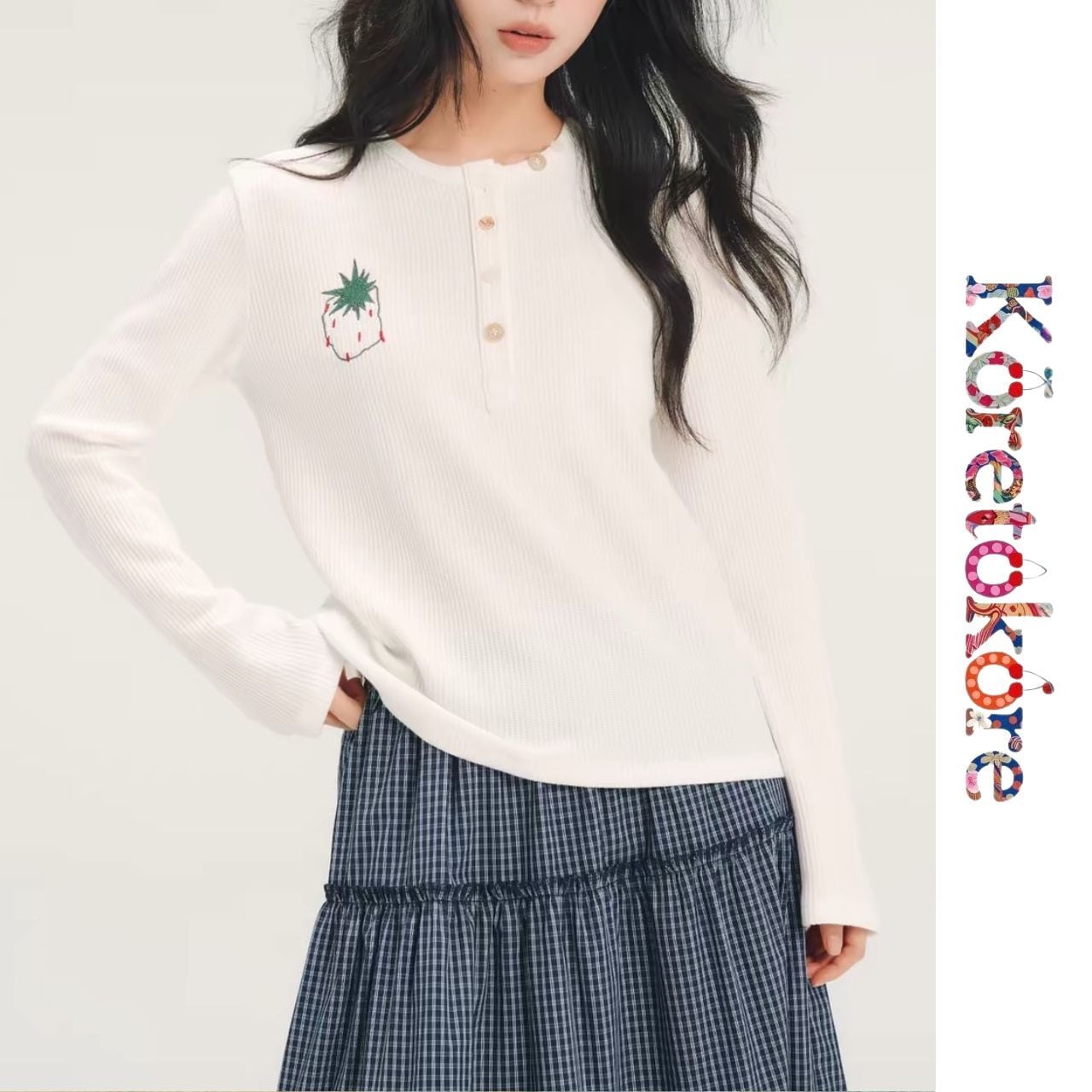 Strawberry Waffle Long Sleeve Tee A0339