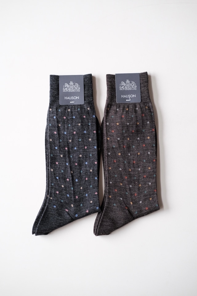 HALISON<ハリソン>NZメリノ カラフルドット ソックス