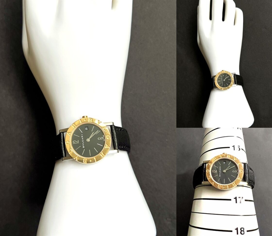 BVLGARI ブルガリ ブルガリ K18 YG ゴールド レザーベルト ブラック 