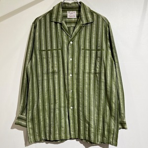 60s Strype Pattern Open Color Shirt 60年代 ストライプ柄 オープンカラー シャツ 開襟シャツ コットン M