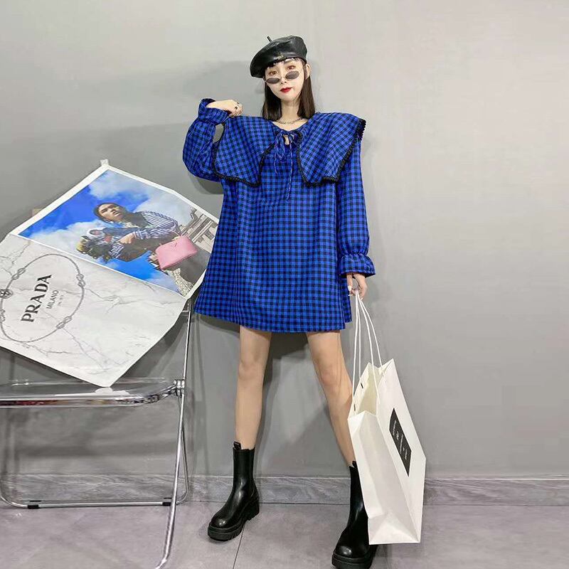 スカート スタイル格子柄ドレス 薄手 大きめサイズ ミックスインファッション37244361923