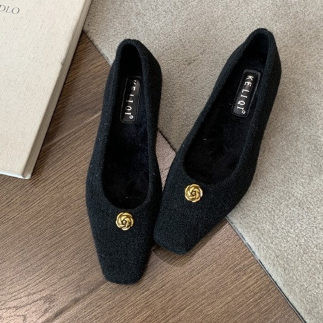 メタルフラワー ローヒール シューズ 3412337