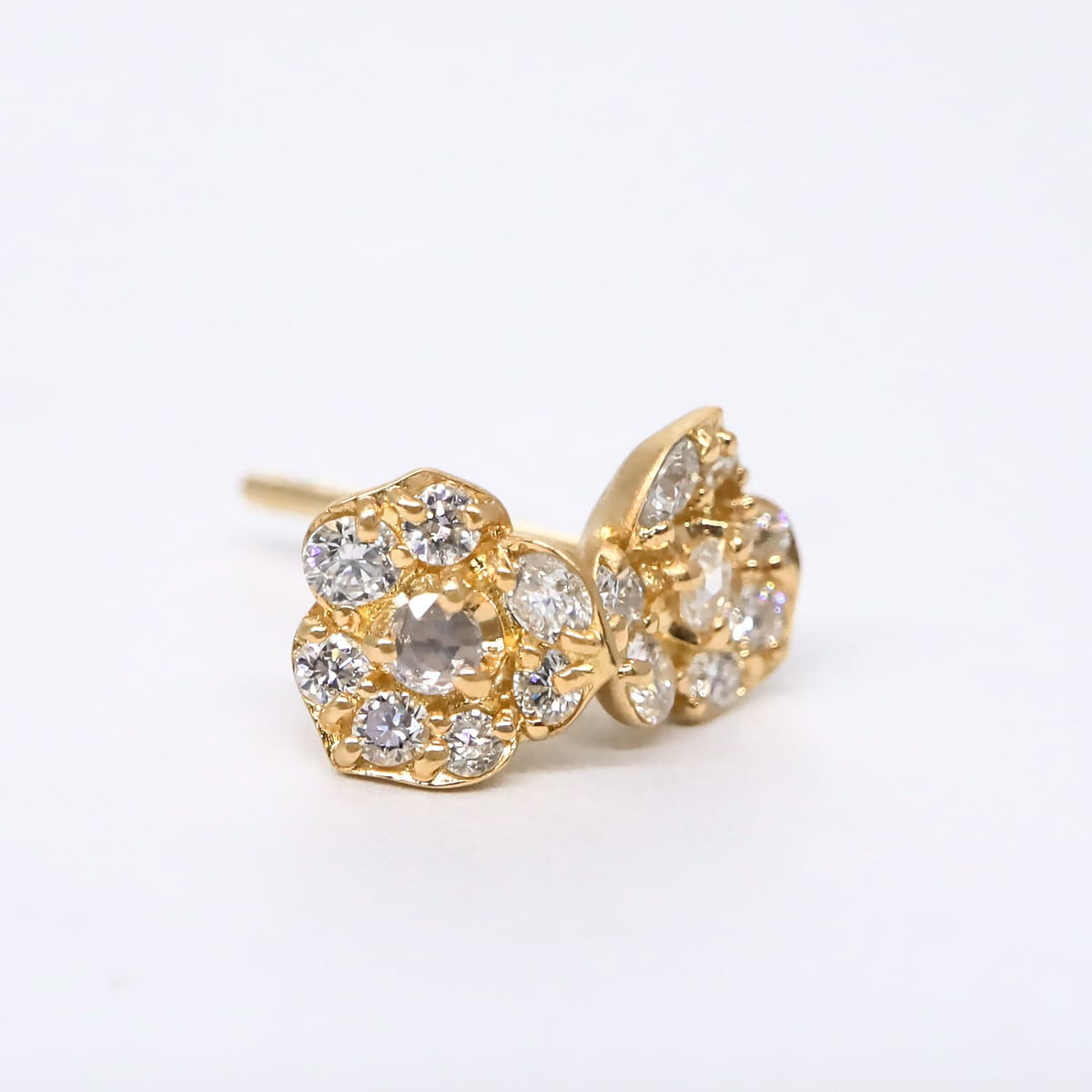 K18YG ローズカット ダイヤモンド ピアス 0.12ct