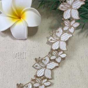 【50センチ】ハイビスカス/ハワイアン/刺繍リボンテープ/レース