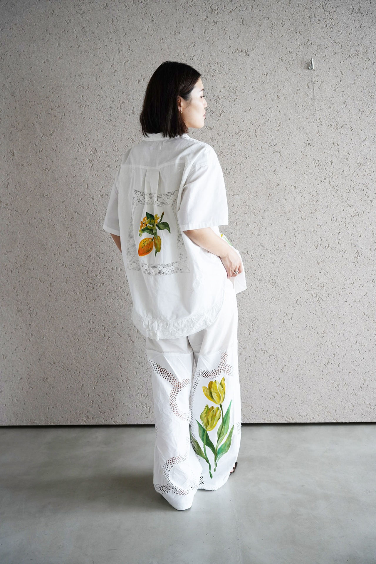 vintage lace pants yellow bouquet